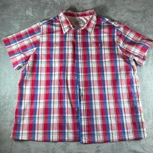 Liberty Blues Mens 4XL Big Red White Blue Plaid Short‎ Sleeve Button Down Shirt